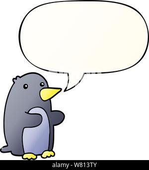 cartoon penguin with speech bubble in smooth gradient style Stock Vector
