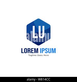 Initial LU logo template with modern frame. Minimalist LU letter logo vector illustration design Stock Vector