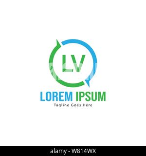 Initial LV logo template with modern frame. Minimalist LV letter logo vector illustration design Stock Vector