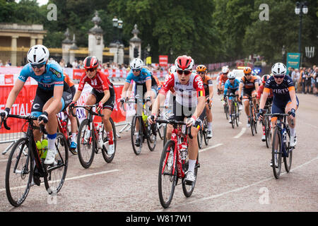 London, UK. 3 August, 2019. Sixteen of the world’s top professional female cycling teams take part in the Prudential RideLondon Classique. The Classiq Stock Photo