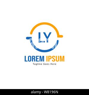 Initial LY logo template with modern frame. Minimalist LY letter logo vector illustration design Stock Vector