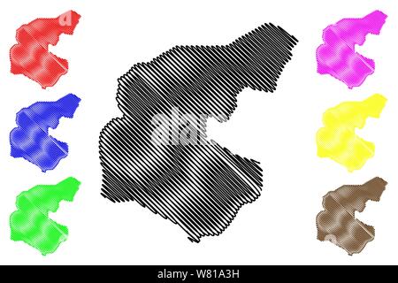 Guera Region (Regions of Chad, Republic of Chad) map vector illustration, scribble sketch Guera map Stock Vector