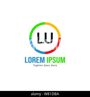 Initial LU logo template with modern frame. Minimalist LU letter logo vector illustration design Stock Vector