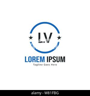 Initial LV logo template with modern frame. Minimalist LV letter logo vector illustration design Stock Vector