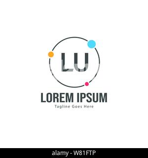Initial LU logo template with modern frame. Minimalist LU letter logo vector illustration design Stock Vector