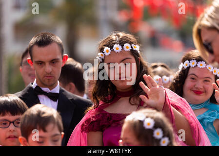 Izmir, Turkey - May 19 , 2019:  Celebrations of the 19 May 2019 Memoriam of Mustafa Kemal Ataturk, Youth and Sports Festival Izmir Konak Turkey. Repub Stock Photo