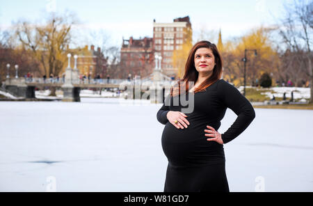 Pregnant Woman Portrait, Boston Public Garden, Boston, Massachusetts, USA Stock Photo