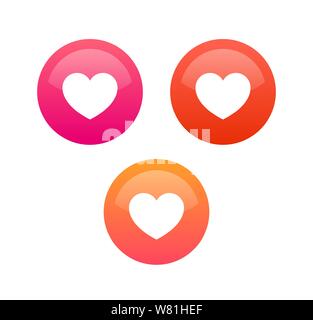 Like Heart icons for chat, social network and mobile application. Vector design element set. Stock Vector