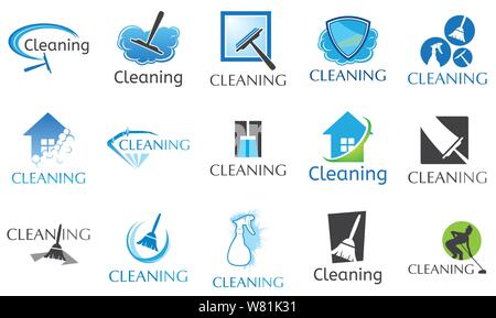 vector set of logos for cleaning service Stock Vector