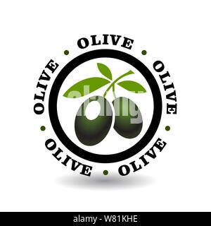 Simple round logotype with olive symbol Stock Vector