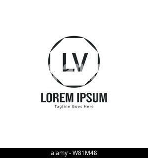 Initial LV Logo Template With Modern Frame. Minimalist LV Letter