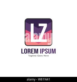 Initial LZ logo template with modern frame. Minimalist LZ letter logo vector illustration design Stock Vector