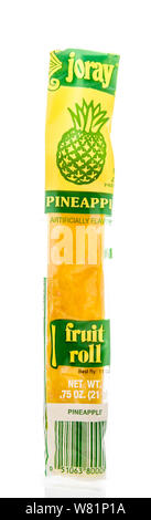 Winneconne, WI - 12 June 2019 : A package of Joray fruit roll in pineapple flaovr on an isolated background Stock Photo