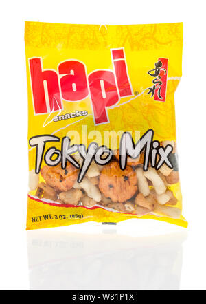 Winneconne, WI - 12 June 2019 : A package of Hapi snacks tokyo mix on an isolated background Stock Photo