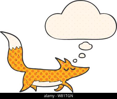cartoon wolf with thought bubble in comic book style Stock Vector