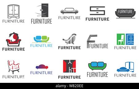 vector set of logos for furniture store Stock Vector