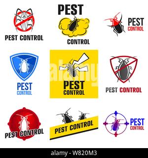 Vector set of logos for pest control company Stock Vector