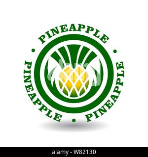 Simple round logotype with pineapple symbol Stock Vector