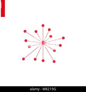 Connection icon vector red hub network designed for web and software interfaces flat sign symbols logo illustration isolated on white background. eps Stock Vector