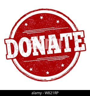 Donate sign or stamp on white background, vector illustration Stock Vector