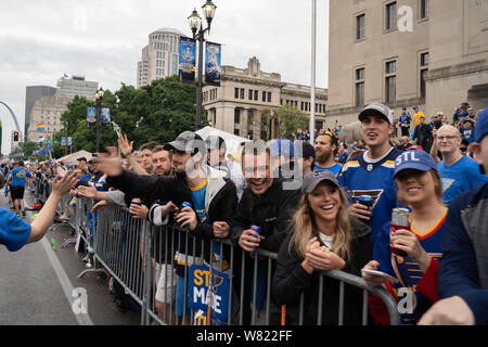 The Parade and rally celebrating Saint Louis Blues Hockey Team's Stanley Cup victory. Stock Photo