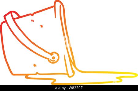 warm gradient line drawing of a cartoon spilled bucket of water Stock Vector