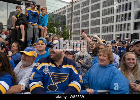 The Parade and rally celebrating Saint Louis Blues Hockey Team's Stanley Cup victory. Stock Photo
