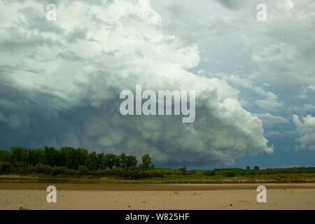 Storm brewing over the South Saskatchewan River in Saskatchewan Canada Stock Photo