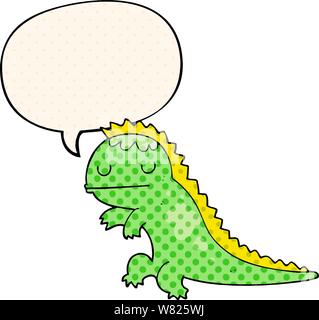 cartoon dinosaur with speech bubble in comic book style Stock Vector