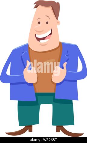 Cartoon illustration of Funny Young Man in the Jacket Stock Vector