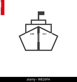 Line style logotype template with cruise ship. Isolated on background and easy to use. Perfect logo for your business. Clean and minimalistic symbol. Stock Vector