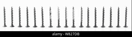 Screws still life large self tapping screws on white background. Stock Photo