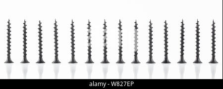 Screws still life large self tapping screws on white background. Stock Photo