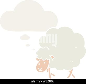 cartoon sheep with thought bubble in retro style Stock Vector