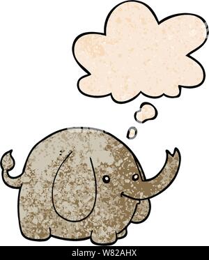 cartoon elephant with thought bubble in grunge texture style Stock Vector