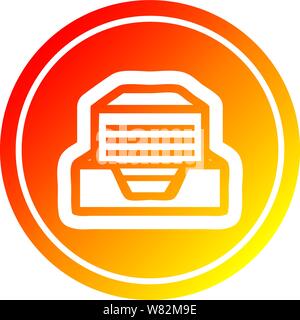 office paper stack circular icon with warm gradient finish Stock Vector ...