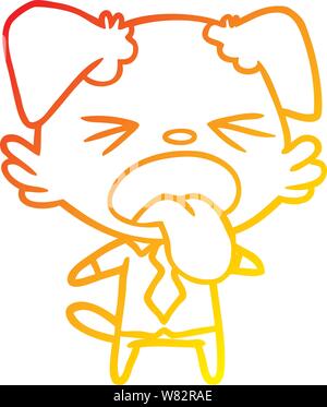 warm gradient line drawing of a cartoon disgusted dog Stock Vector