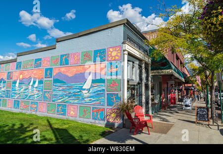 Idaho, Coeur d'Alene, Downtown, restaurants, shops Stock Photo