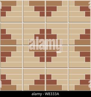 Abstract seamless pattern, brown ceramic tiles wall with square shape vector illustration Stock Vector