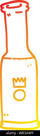 warm gradient line drawing of a cartoon bottle of pop Stock Vector