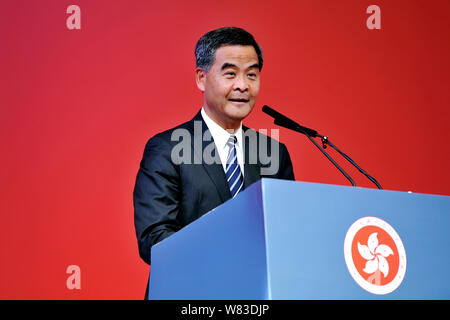--FILE--Hong Kong Chief Executive Leung Chun-ying, delivers a speech at an event in Hong Kong, China, 8 April 2016.   Hong Kong leader Leung Chun-ying Stock Photo