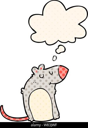 cartoon fat rat with thought bubble in comic book style Stock Vector