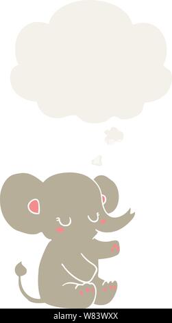 cartoon elephant with thought bubble in retro style Stock Vector