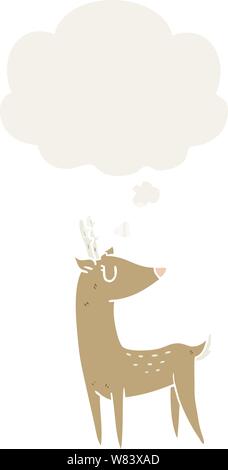 cartoon deer with thought bubble in retro style Stock Vector