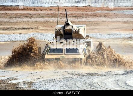 An armored vehicle performs during 11th China International Aviation and Aerospace Exhibition, also known as Airshow China 2016, in Zhuhai city, south Stock Photo