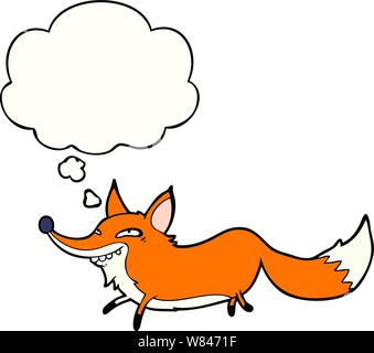cartoon sly fox with thought bubble Stock Vector