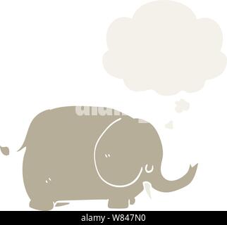 cartoon elephant with thought bubble in retro style Stock Vector
