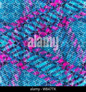 psychedelic pink and blue lines and stars. grunge effect. Stock Vector