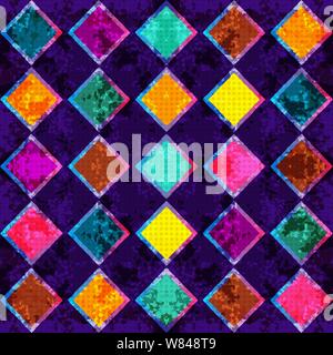 geometric abstract background. psychedelic colored polygons on a dark background. Stock Vector