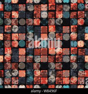 colored circles and polygons. abstract geometric background. vector illustration. grunge effect Stock Vector